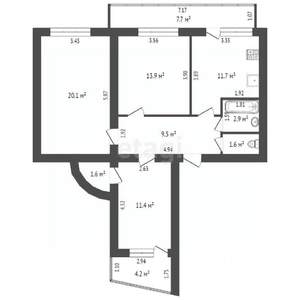 3-к квартира, вторичка, 73м2, 5/16 этаж