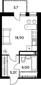 Студия квартира, строящийся дом, 31м2, 9/9 этаж