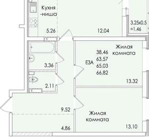3-к квартира, вторичка, 65м2, 15/20 этаж