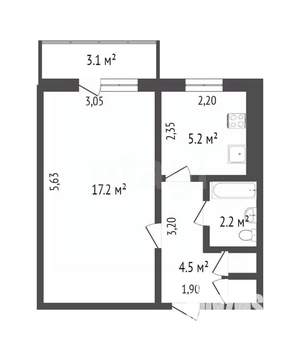 1-к квартира, вторичка, 24м2, 7/9 этаж