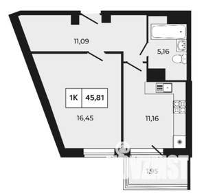 1-к квартира, вторичка, 46м2, 11/21 этаж