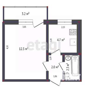 1-к квартира, вторичка, 22м2, 8/9 этаж