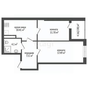 2-к квартира, вторичка, 53м2, 24/25 этаж