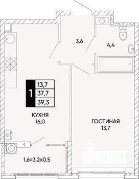 1-к квартира, вторичка, 39м2, 2/22 этаж
