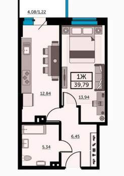 1-к квартира, вторичка, 42м2, 5/24 этаж