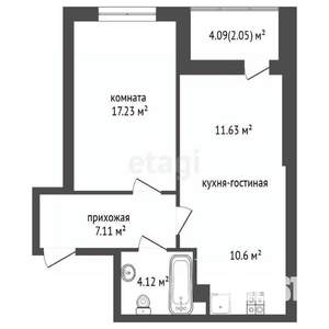 2-к квартира, вторичка, 53м2, 15/27 этаж