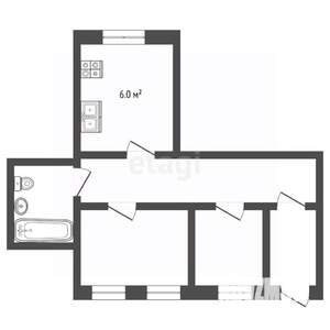 2-к квартира, вторичка, 35м2, 1/3 этаж