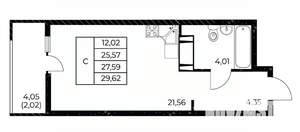 Студия квартира, вторичка, 30м2, 18/25 этаж