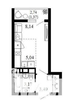 Студия квартира, вторичка, 21м2, 8/10 этаж