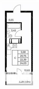 Студия квартира, вторичка, 24м2, 7/25 этаж