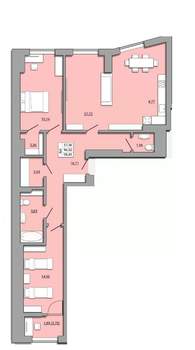 3-к квартира, строящийся дом, 98м2, 5/25 этаж