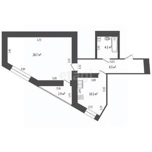 1-к квартира, вторичка, 43м2, 7/14 этаж