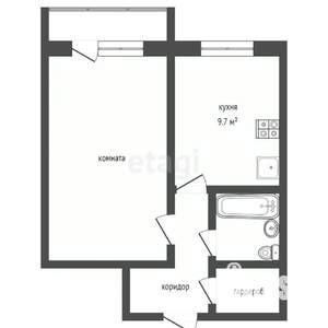 1-к квартира, вторичка, 38м2, 1/10 этаж