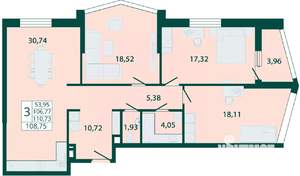 3-к квартира, вторичка, 109м2, 16/29 этаж