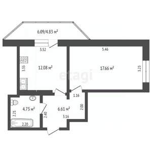 1-к квартира, вторичка, 44м2, 17/18 этаж