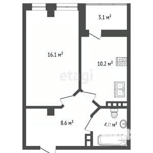 1-к квартира, вторичка, 40м2, 3/15 этаж