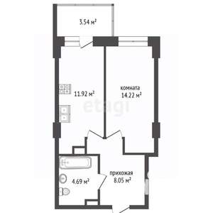 1-к квартира, вторичка, 40м2, 7/25 этаж