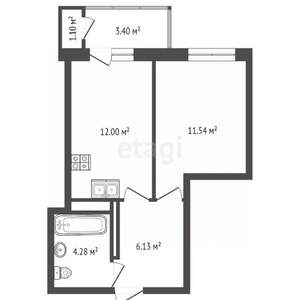 1-к квартира, вторичка, 41м2, 12/24 этаж