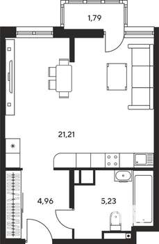 Студия квартира, вторичка, 33м2, 3/25 этаж