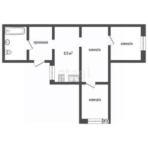 3-к квартира, вторичка, 50м2, 1/1 этаж