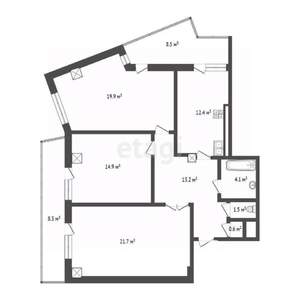 3-к квартира, вторичка, 105м2, 13/19 этаж
