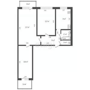3-к квартира, вторичка, 61м2, 9/9 этаж