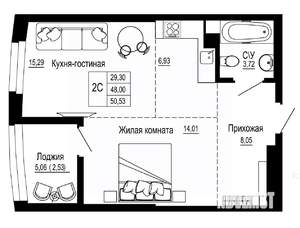 2-к квартира, вторичка, 51м2, 7/27 этаж