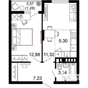 2-к квартира, вторичка, 41м2, 4/10 этаж