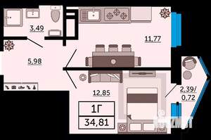 1-к квартира, вторичка, 35м2, 15/19 этаж