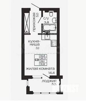Студия квартира, вторичка, 32м2, 17/17 этаж