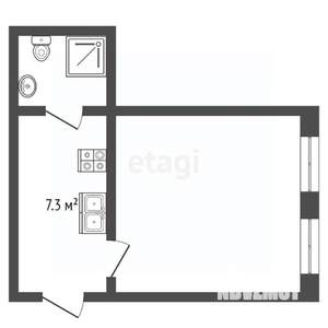 1-к квартира, вторичка, 36м2, 1/2 этаж