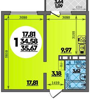 1-к квартира, вторичка, 36м2, 14/18 этаж