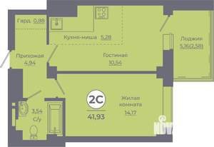 2-к квартира, вторичка, 42м2, 9/24 этаж