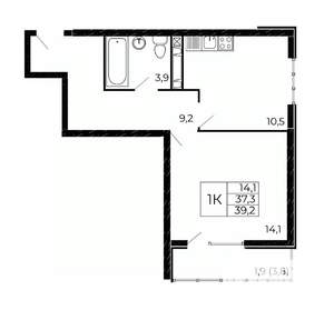 1-к квартира, вторичка, 39м2, 11/18 этаж