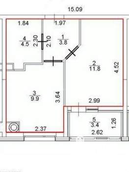1-к квартира, вторичка, 32м2, 2/6 этаж