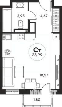 Студия квартира, вторичка, 29м2, 5/25 этаж