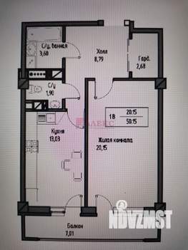 2-к квартира, вторичка, 54м2, 13/25 этаж