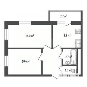 2-к квартира, вторичка, 44м2, 2/9 этаж