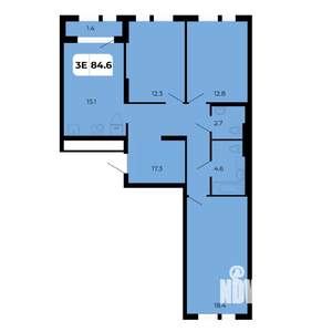 3-к квартира, вторичка, 85м2, 18/18 этаж