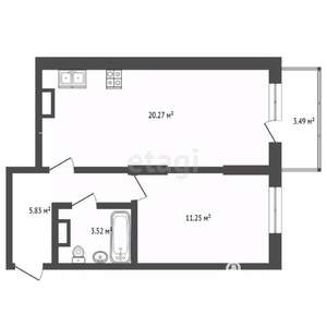 1-к квартира, вторичка, 41м2, 6/10 этаж