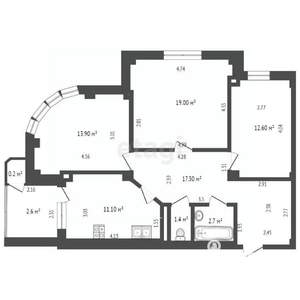 3-к квартира, вторичка, 79м2, 7/16 этаж