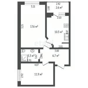 2-к квартира, вторичка, 56м2, 2/4 этаж