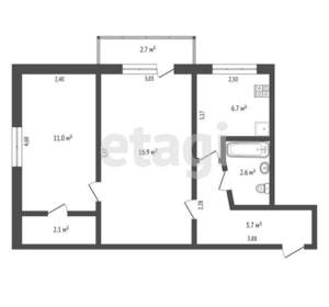 2-к квартира, вторичка, 45м2, 5/5 этаж
