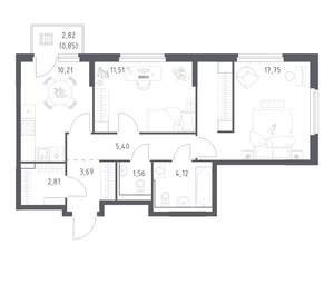 2-к квартира, вторичка, 58м2, 11/17 этаж