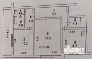 2-к квартира, вторичка, 56м2, 8/9 этаж