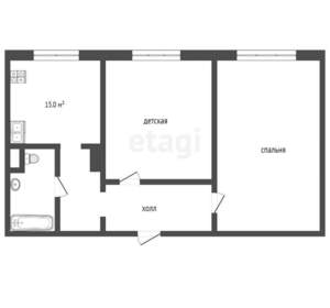 2-к квартира, вторичка, 47м2, 3/3 этаж