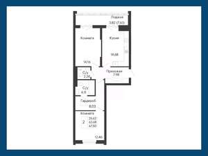 2-к квартира, вторичка, 68м2, 7/8 этаж