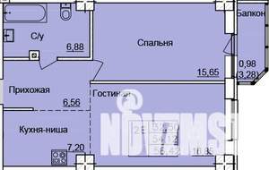 1-к квартира, строящийся дом, 56м2, 16/24 этаж