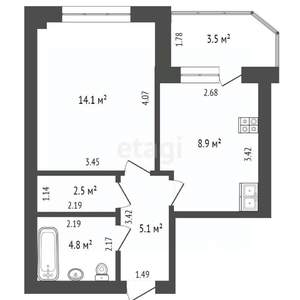 1-к квартира, вторичка, 36м2, 3/10 этаж
