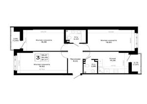3-к квартира, вторичка, 87м2, 2/20 этаж